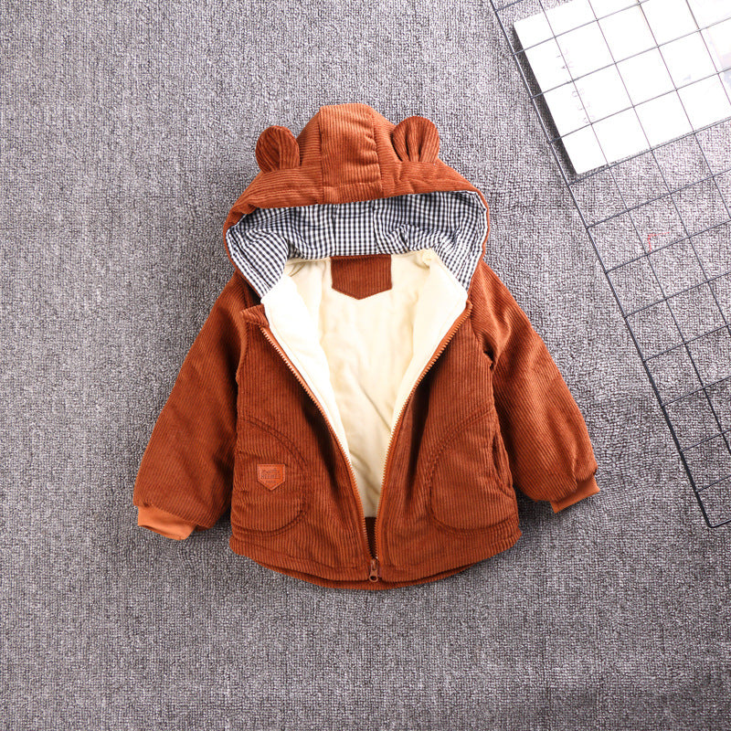 Plus Fleece Outer Baby Girl Quilted Jacket Cotton Clothes
