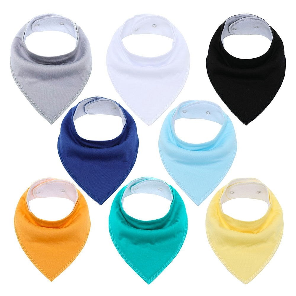 8Pcs/Lot Soft Comfortable Colorful 100% Organic Cotton And Baby Bandana Baby Bibs