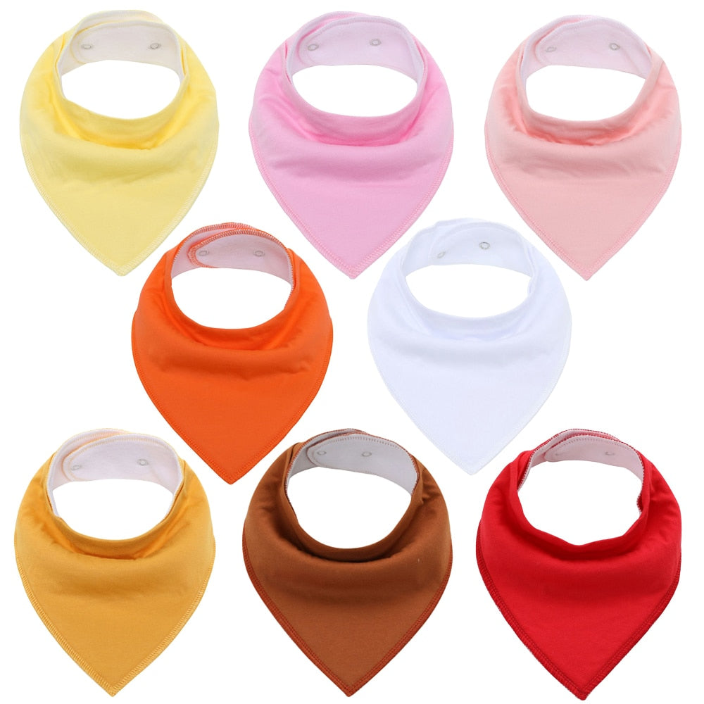8Pcs/Lot Soft Comfortable Colorful 100% Organic Cotton And Baby Bandana Baby Bibs
