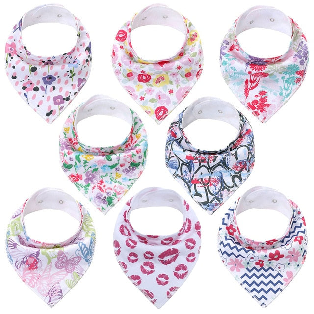 8Pcs/Lot Soft Comfortable Colorful 100% Organic Cotton And Baby Bandana Baby Bibs