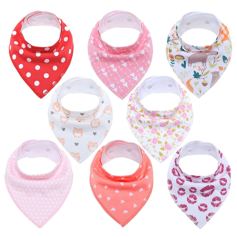 8Pcs/Lot Soft Comfortable Colorful 100% Organic Cotton And Baby Bandana Baby Bibs