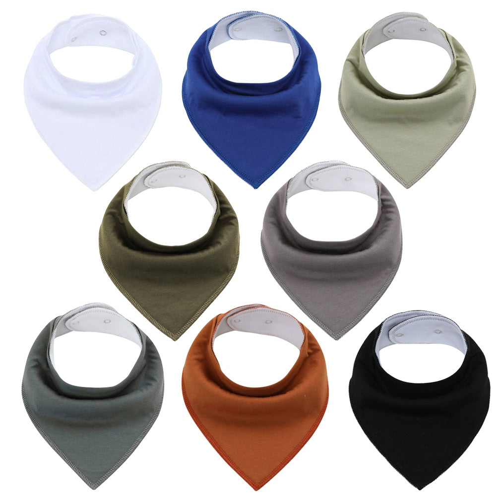 8Pcs/Lot Soft Comfortable Colorful 100% Organic Cotton And Baby Bandana Baby Bibs