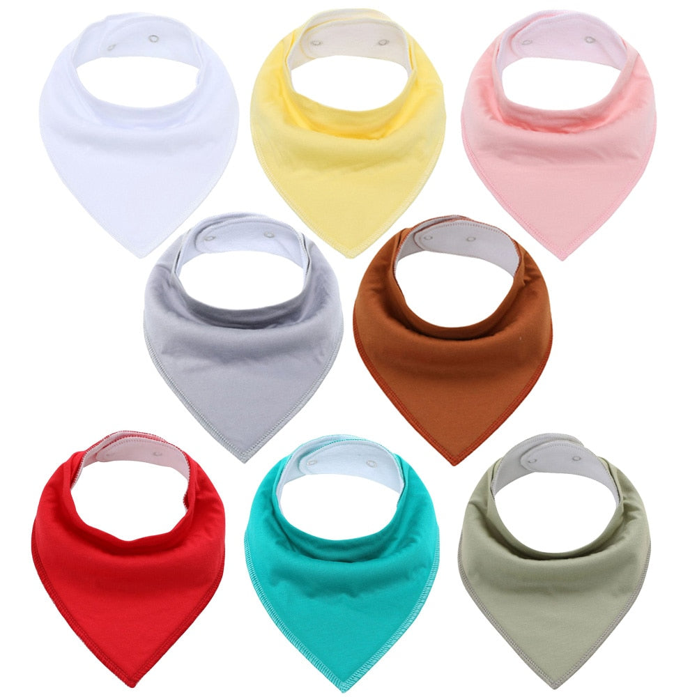 8Pcs/Lot Soft Comfortable Colorful 100% Organic Cotton And Baby Bandana Baby Bibs