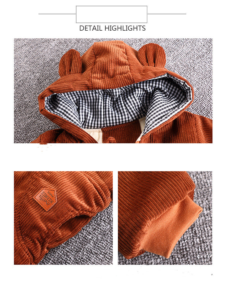 Plus Fleece Outer Baby Girl Quilted Jacket Cotton Clothes