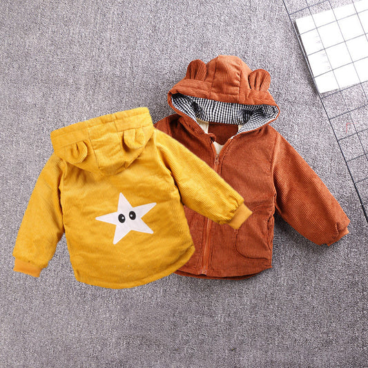 Plus Fleece Outer Baby Girl Quilted Jacket Cotton Clothes