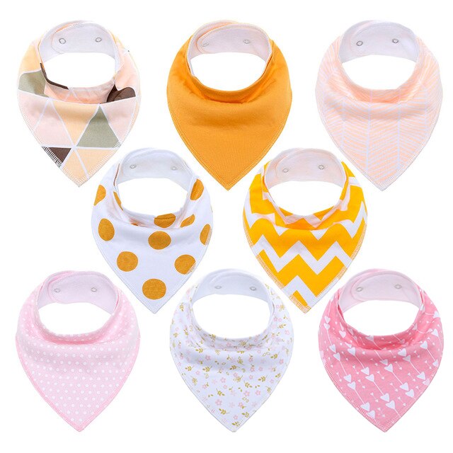 8Pcs/Lot Soft Comfortable Colorful 100% Organic Cotton And Baby Bandana Baby Bibs