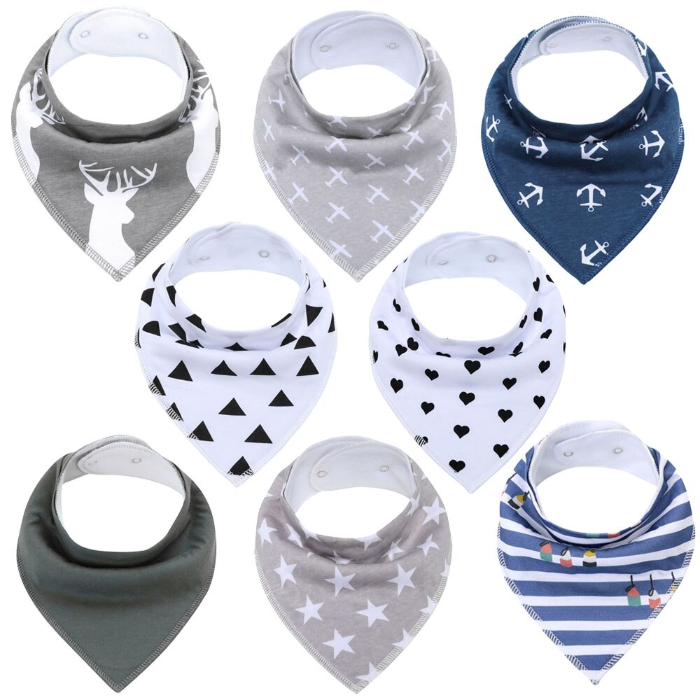 8Pcs/Lot Soft Comfortable Colorful 100% Organic Cotton And Baby Bandana Baby Bibs