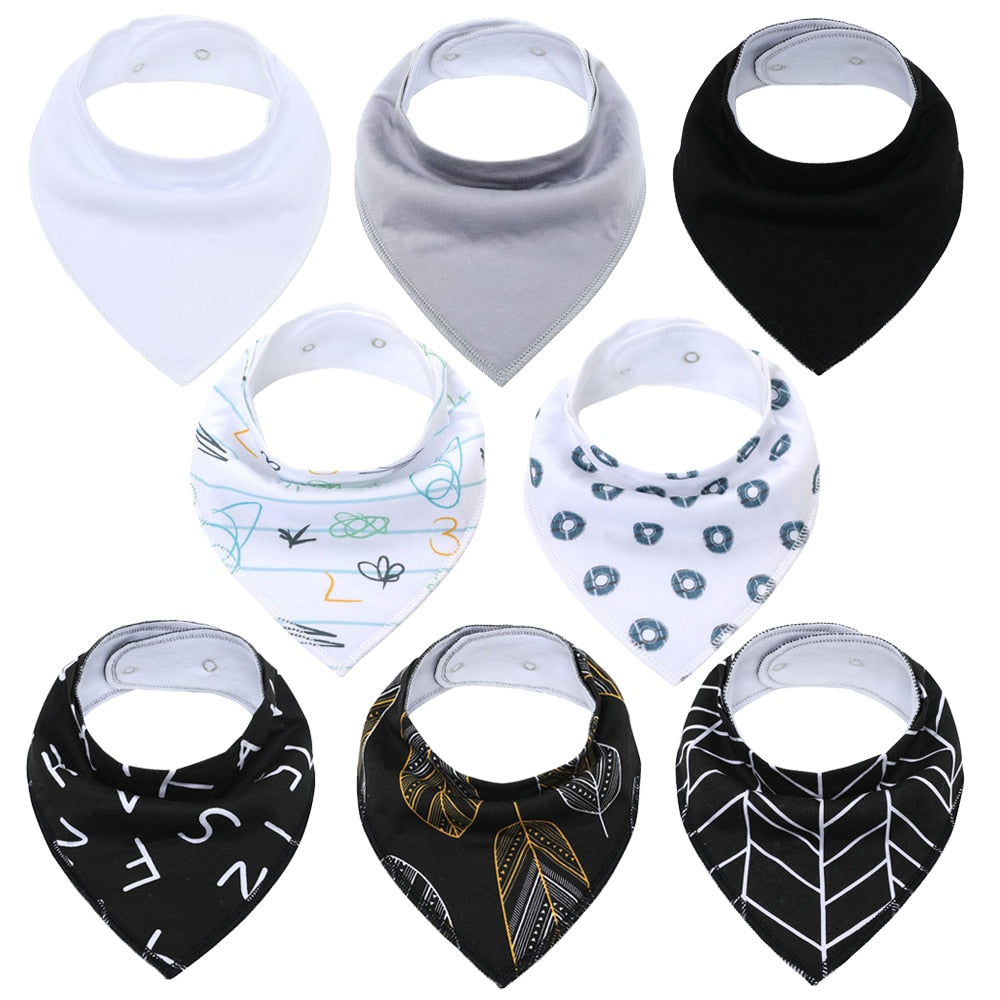 8Pcs/Lot Soft Comfortable Colorful 100% Organic Cotton And Baby Bandana Baby Bibs