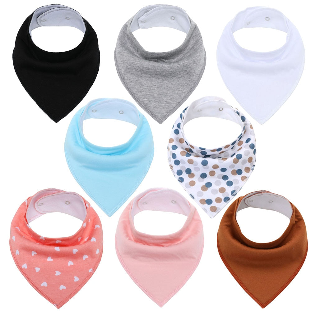 8Pcs/Lot Soft Comfortable Colorful 100% Organic Cotton And Baby Bandana Baby Bibs