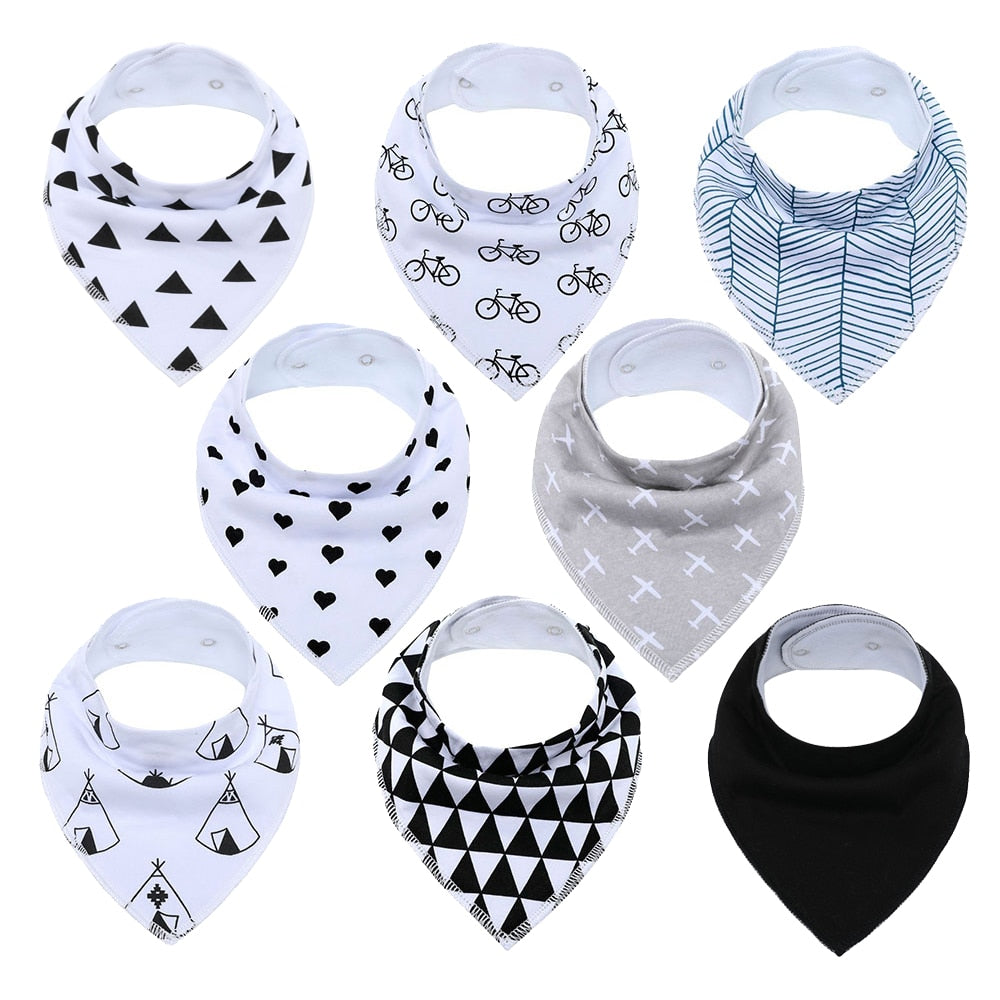 8Pcs/Lot Soft Comfortable Colorful 100% Organic Cotton And Baby Bandana Baby Bibs