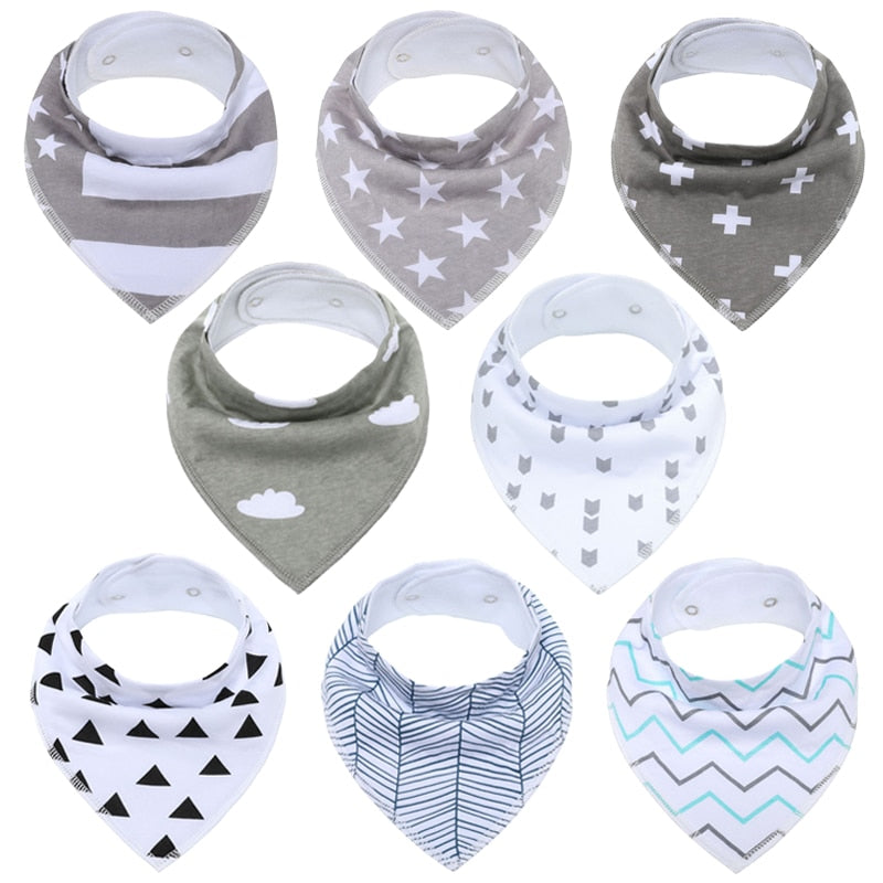 8Pcs/Lot Soft Comfortable Colorful 100% Organic Cotton And Baby Bandana Baby Bibs
