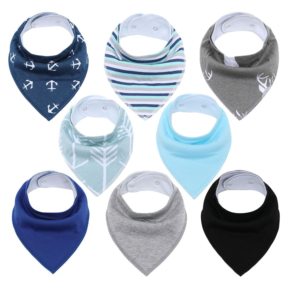 8Pcs/Lot Soft Comfortable Colorful 100% Organic Cotton And Baby Bandana Baby Bibs
