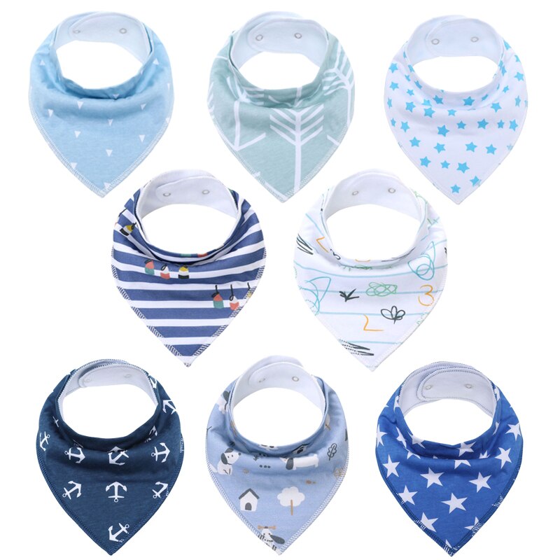 8Pcs/Lot Soft Comfortable Colorful 100% Organic Cotton And Baby Bandana Baby Bibs
