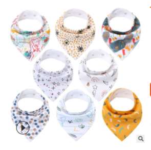 8Pcs/Lot Soft Comfortable Colorful 100% Organic Cotton And Baby Bandana Baby Bibs