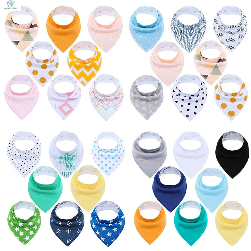 8Pcs/Lot Soft Comfortable Colorful 100% Organic Cotton And Baby Bandana Baby Bibs