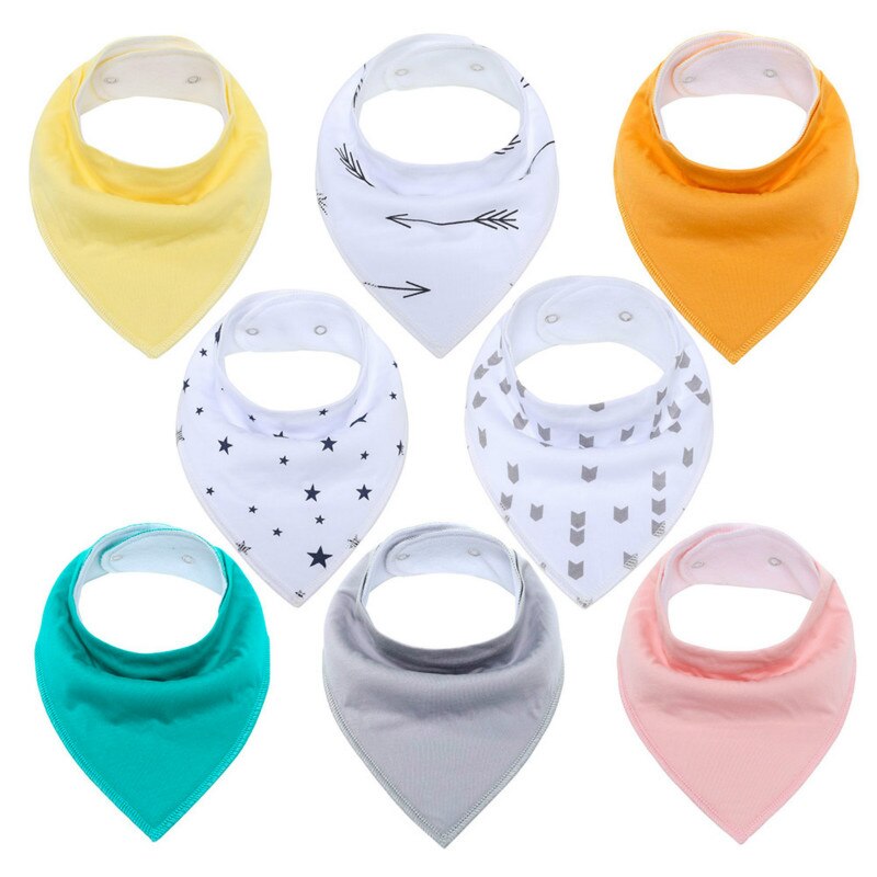 8Pcs/Lot Soft Comfortable Colorful 100% Organic Cotton And Baby Bandana Baby Bibs