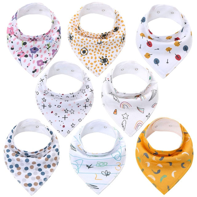 8Pcs/Lot Soft Comfortable Colorful 100% Organic Cotton And Baby Bandana Baby Bibs