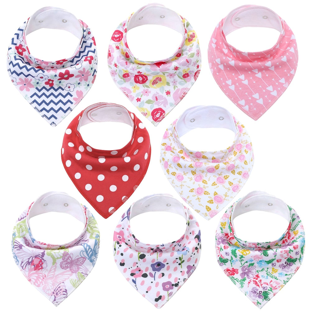 8Pcs/Lot Soft Comfortable Colorful 100% Organic Cotton And Baby Bandana Baby Bibs