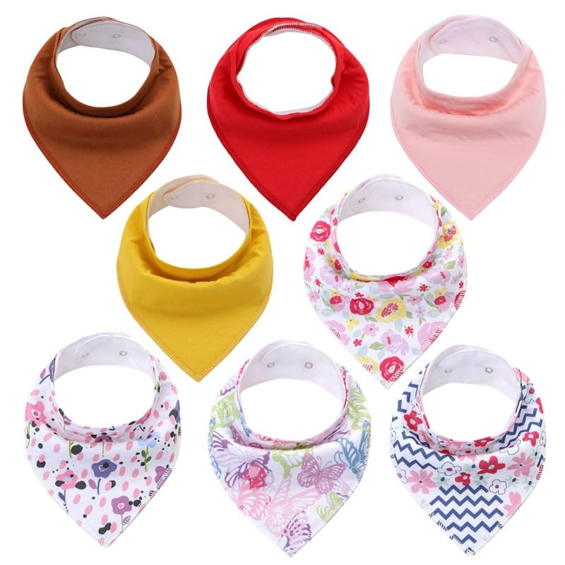 8Pcs/Lot Soft Comfortable Colorful 100% Organic Cotton And Baby Bandana Baby Bibs
