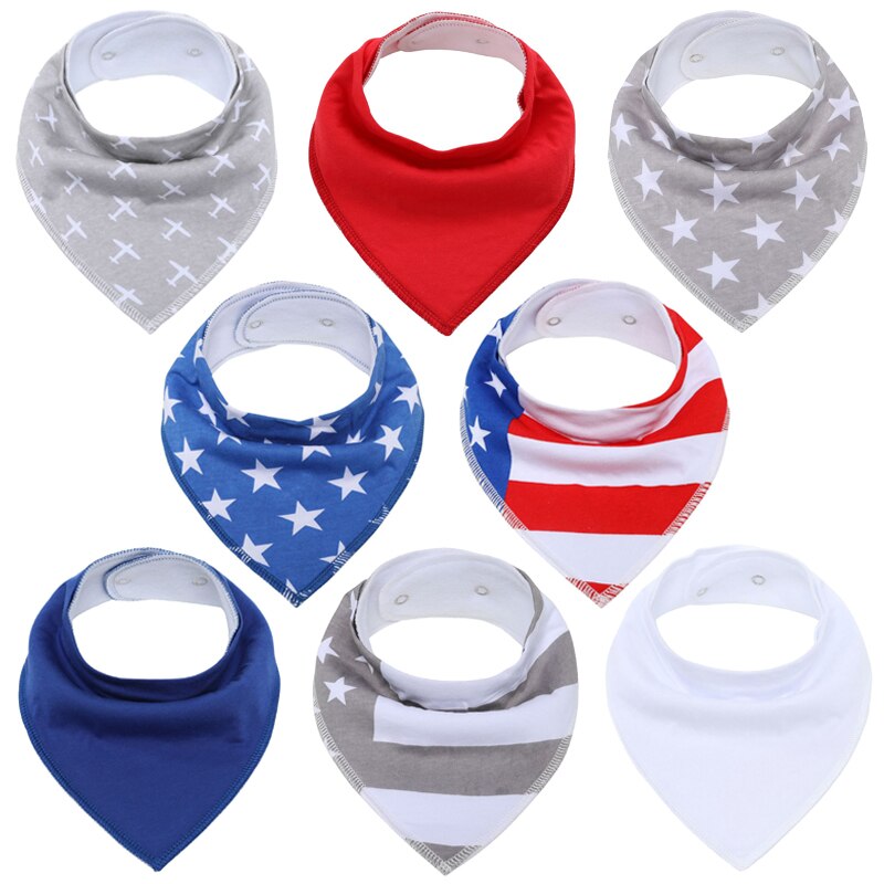 8Pcs/Lot Soft Comfortable Colorful 100% Organic Cotton And Baby Bandana Baby Bibs