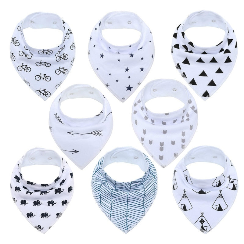8Pcs/Lot Soft Comfortable Colorful 100% Organic Cotton And Baby Bandana Baby Bibs