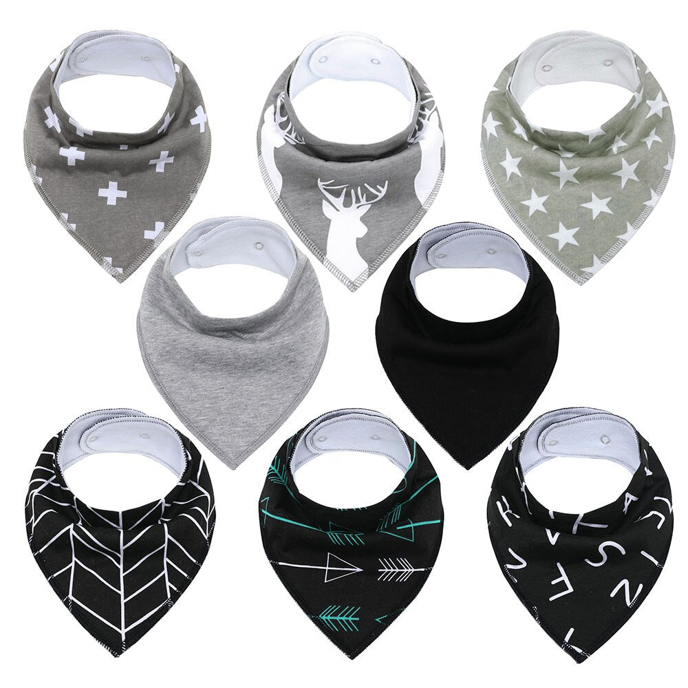 8Pcs/Lot Soft Comfortable Colorful 100% Organic Cotton And Baby Bandana Baby Bibs