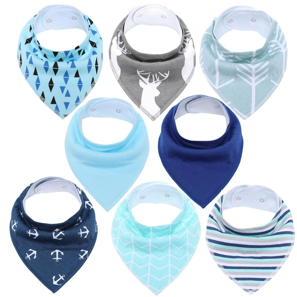 8Pcs/Lot Soft Comfortable Colorful 100% Organic Cotton And Baby Bandana Baby Bibs