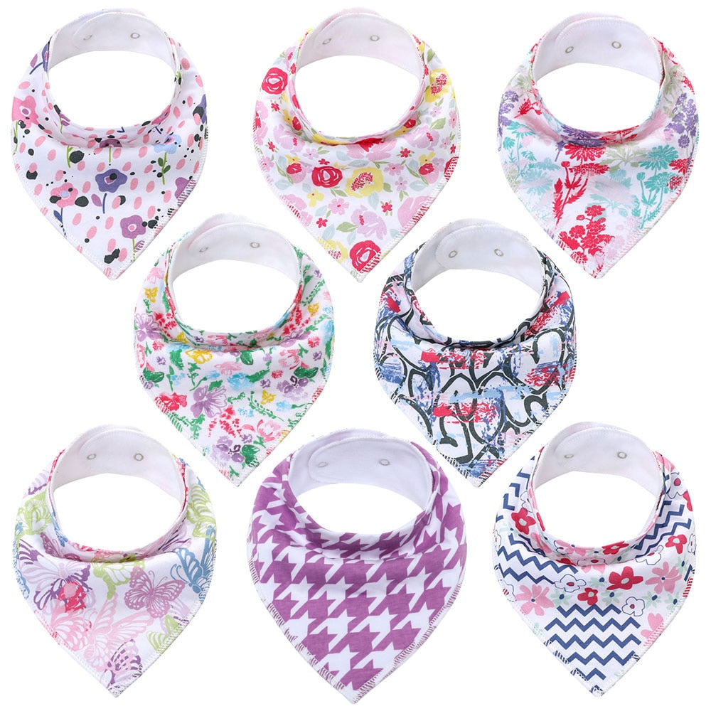 8Pcs/Lot Soft Comfortable Colorful 100% Organic Cotton And Baby Bandana Baby Bibs